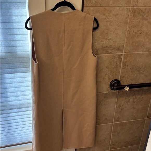 ZARA 2 PC outfit. Black Mini Dress Size L. + long beige sleeveless vest. Size M - Picture 5 of 12